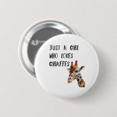 Nur ein Mädchen, das Giraffen Süße Tier Giraffe Li Button (Vorne & Hinten)