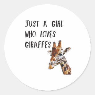 Nur ein Mädchen, das Giraffen Süße Tier Giraffe Li Runder Aufkleber
