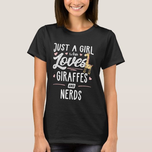 Nur ein Mädchen, das Giraffen und Nerds Liebe Gira T-Shirt (Vorderseite)