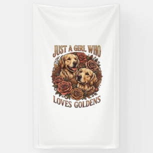 Nur ein Mädchen, das Golden Retriever-Hund-Rosen l Banner