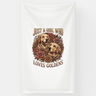 Nur ein Mädchen, das Golden Retriever-Hund-Rosen l Banner