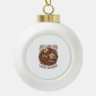 Nur ein Mädchen, das Golden Retriever-Hund Rosen l Keramik Kugel-Ornament