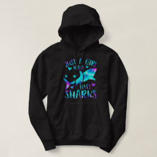 Nur ein Mädchen, das Haie Liebe - Aquarellhai Hoodie