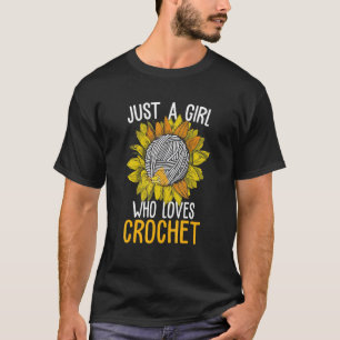 Nur ein Mädchen, das Häkeln Sonnenblume Stricken Y T-Shirt