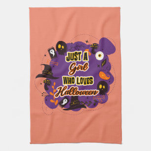 Nur ein Mädchen, das Halloween Lieben Geschirrtuch