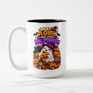 Nur ein Mädchen, das Halloween liebt, süße gruseli Zweifarbige Tasse