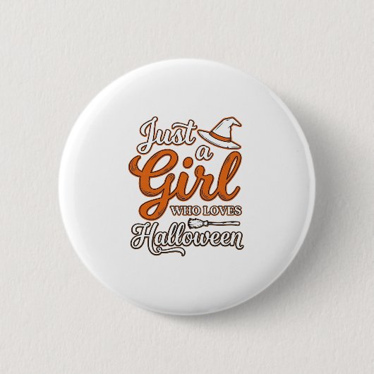 Nur ein Mädchen, das Halloween liebt Vektordesign_ Button (Vorderseite)