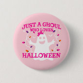 Nur ein Mädchen, das Halloween Niedliches rosa Ges Button (Vorderseite)