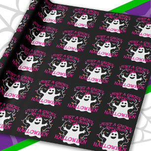 Nur ein Mädchen, das Halloween Niedliches rosa Ges Geschenkpapier