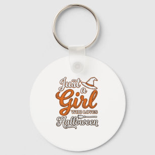 Nur ein Mädchen, das Halloween-Vektordesign liebt_ Schlüsselanhänger