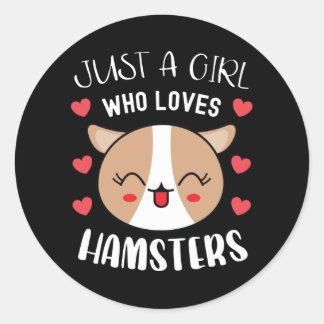 Nur ein Mädchen, das Hamster Lieben Niedlich Kawai Runder Aufkleber