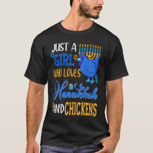 Nur ein Mädchen, das Hanukkah und Hühner Menora li T-Shirt