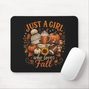 Nur ein Mädchen, das Herbst-Fußball-Kürbisgewürz l Mousepad