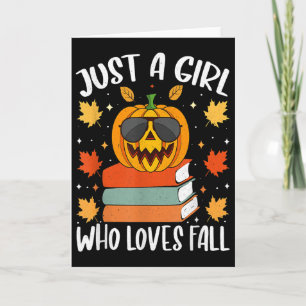 Nur ein Mädchen, das Herbst-Kürbis gemütlichen Her Karte