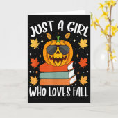 Nur ein Mädchen, das Herbst-Kürbis gemütlichen Her Karte (Gelbe Blume)