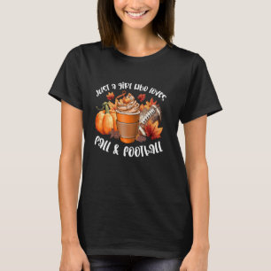 Nur ein Mädchen, das Herbst und American Football T-Shirt