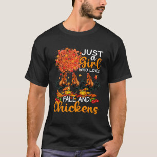 Nur ein Mädchen, das Herbst und Hühner Thanksgivin T-Shirt