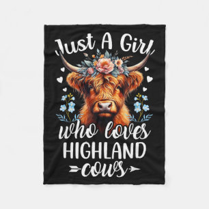 Nur ein Mädchen, das Highland-Kühe liebt Schottisc Fleecedecke