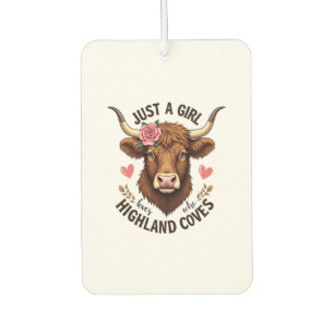 Nur ein Mädchen, das Highland-Kühe liebt, Vintage- Autolufterfrischer