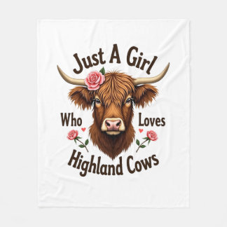 Nur ein Mädchen, das Highland-Kühe liebt, Vintage- Fleecedecke