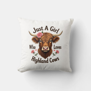 Nur ein Mädchen, das Highland-Kühe liebt, Vintage- Kissen