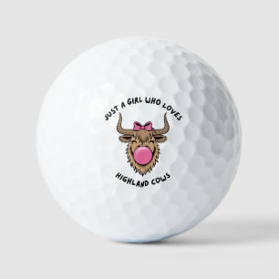 Nur ein Mädchen, das Highland-Kühe Schottland lieb Golfball
