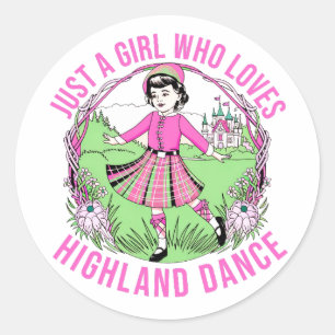Nur ein Mädchen, das Highland-Tanzgeschenk Liebe Runder Aufkleber