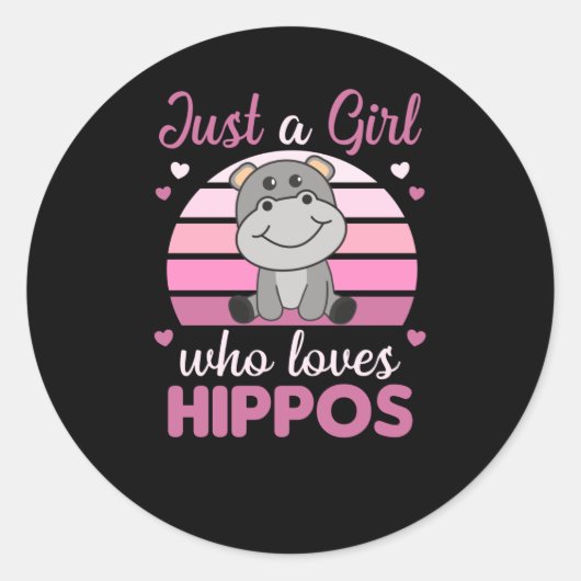 Nur ein Mädchen, das Hippos Niedlich Hippo Lieben Runder Aufkleber (Vorderseite)