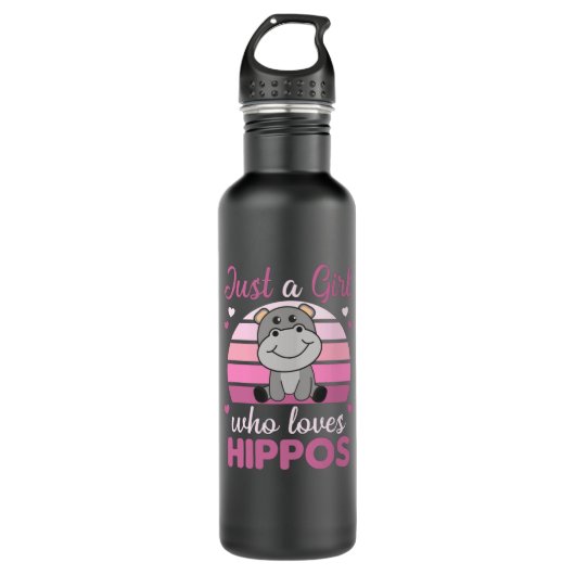 Nur ein Mädchen, das Hippos Niedlichen Hippo Liebe Edelstahlflasche (Vorderseite)