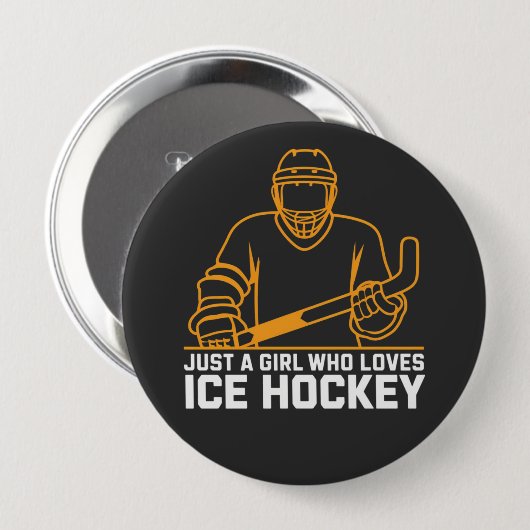 Nur ein Mädchen, das Hockey Ice Hockey Funny Liebe Button (Vorne & Hinten)