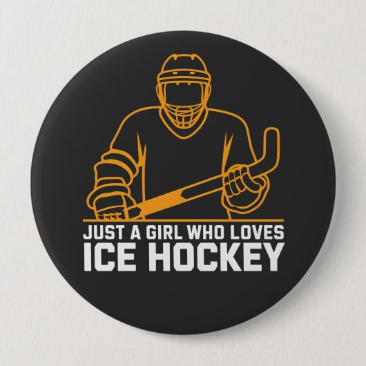 Nur ein Mädchen, das Hockey Ice Hockey Funny Liebe Button (Vorderseite)