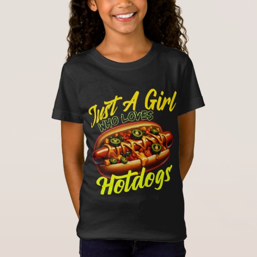 Nur ein Mädchen, das Hotdogs Liebe T-Shirt (Vorderseite)