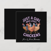 Nur ein Mädchen, das Hühner für Hühner Liebe Einladung (Vorne/Hinten)
