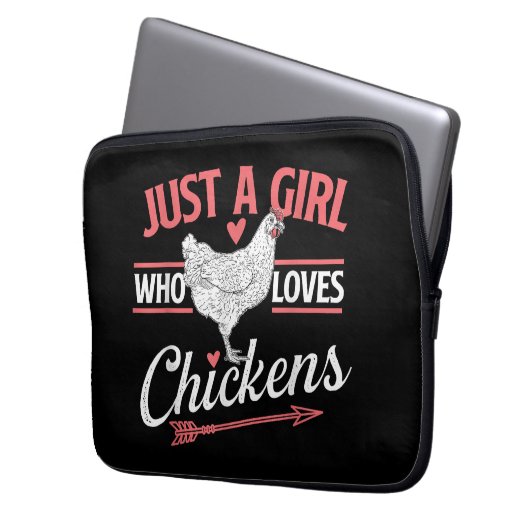 Nur ein Mädchen, das Hühner Liebe - Huhn Lover Pou Laptopschutzhülle (Vorderseite Links)