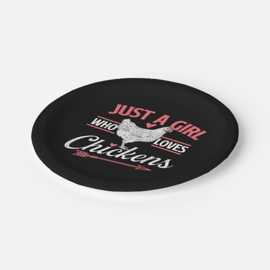 Nur ein Mädchen, das Hühner Liebe - Huhn Lover Pou Pappteller (Schrägansicht)