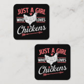 Nur ein Mädchen, das Hühner Liebe - Huhn Lover Pou Quadratische Visitenkarte (Vorne/Hinten)