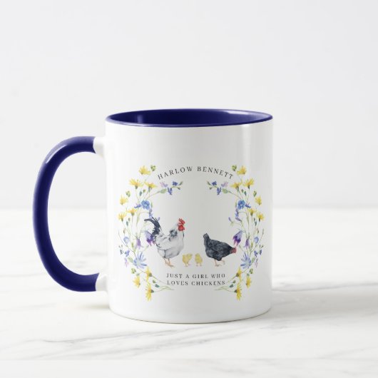 Nur ein Mädchen, das Hühner Liebe | Monogramm-Tass Tasse (Links)