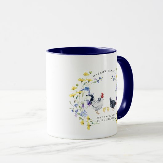 Nur ein Mädchen, das Hühner Liebe | Monogramm-Tass Tasse (VorderseiteRechts)