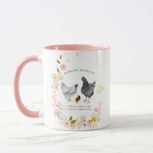 Nur ein Mädchen, das Hühner Liebe | Monogramm Tasse (Links)