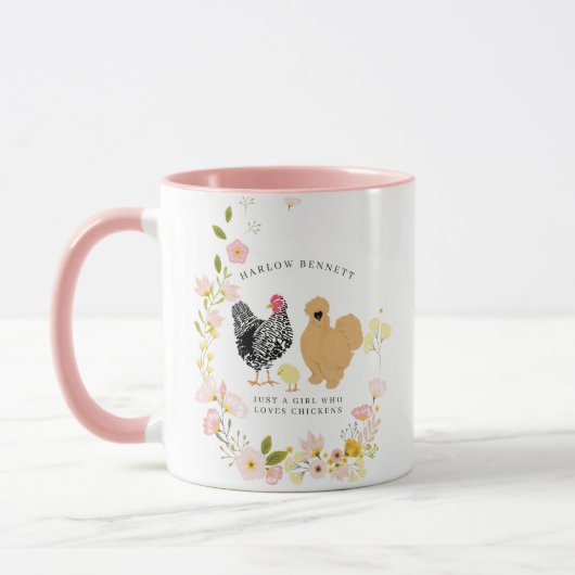 Nur ein Mädchen, das Hühner Liebe | Monogramm Tasse (Links)