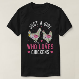 Nur ein Mädchen, das Hühner Niedliche Blume Liebe T-Shirt