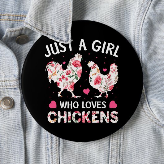 Nur ein Mädchen, das Hühner Niedliche Hühner-Blume Button (Beispiel)