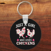Nur ein Mädchen, das Hühner Niedliche Hühner-Blume Schlüsselanhänger (Vorderseite)
