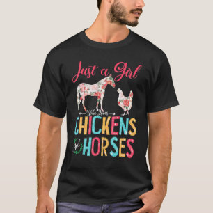 Nur ein Mädchen, das Hühner und Pferde liebt, Flor T-Shirt