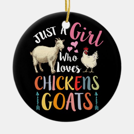 Nur ein Mädchen, das Hühner-Ziegen-Bauer Liebe Keramik Ornament (Vorne)