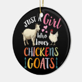 Nur ein Mädchen, das Hühner-Ziegen-Bauer Liebe Keramik Ornament (Links)