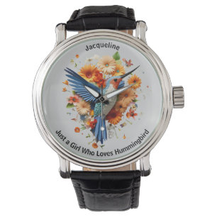 Nur ein Mädchen, das Hummingbird Liebe personalisi Armbanduhr