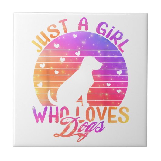 Nur ein Mädchen, das Hunde Liebe Fliese (Vorderseite)
