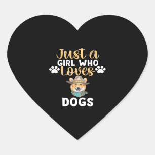 Nur ein Mädchen, das Hunde Liebe Herz-Aufkleber