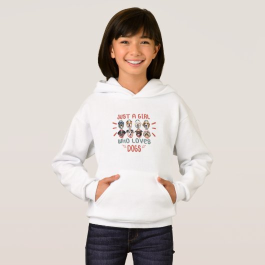 Nur ein Mädchen, das Hunde Liebe Hoodie (Vorne ganz)